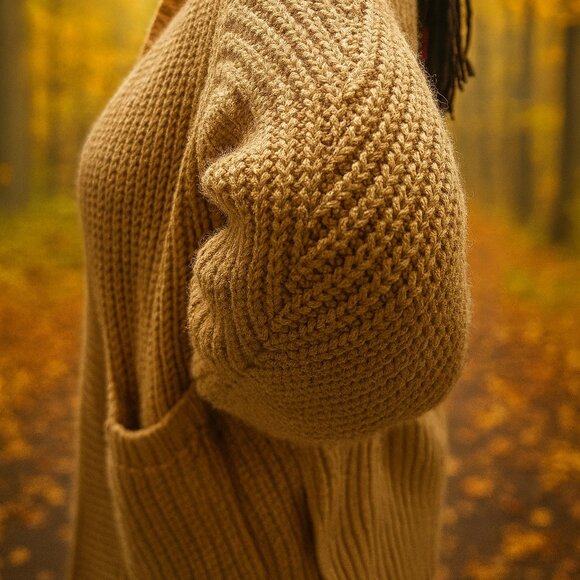 ZARA Oversized Chunky Knit Cardigan – Camel | Size L | Cozy Fall Essential - Picture 2 of 5